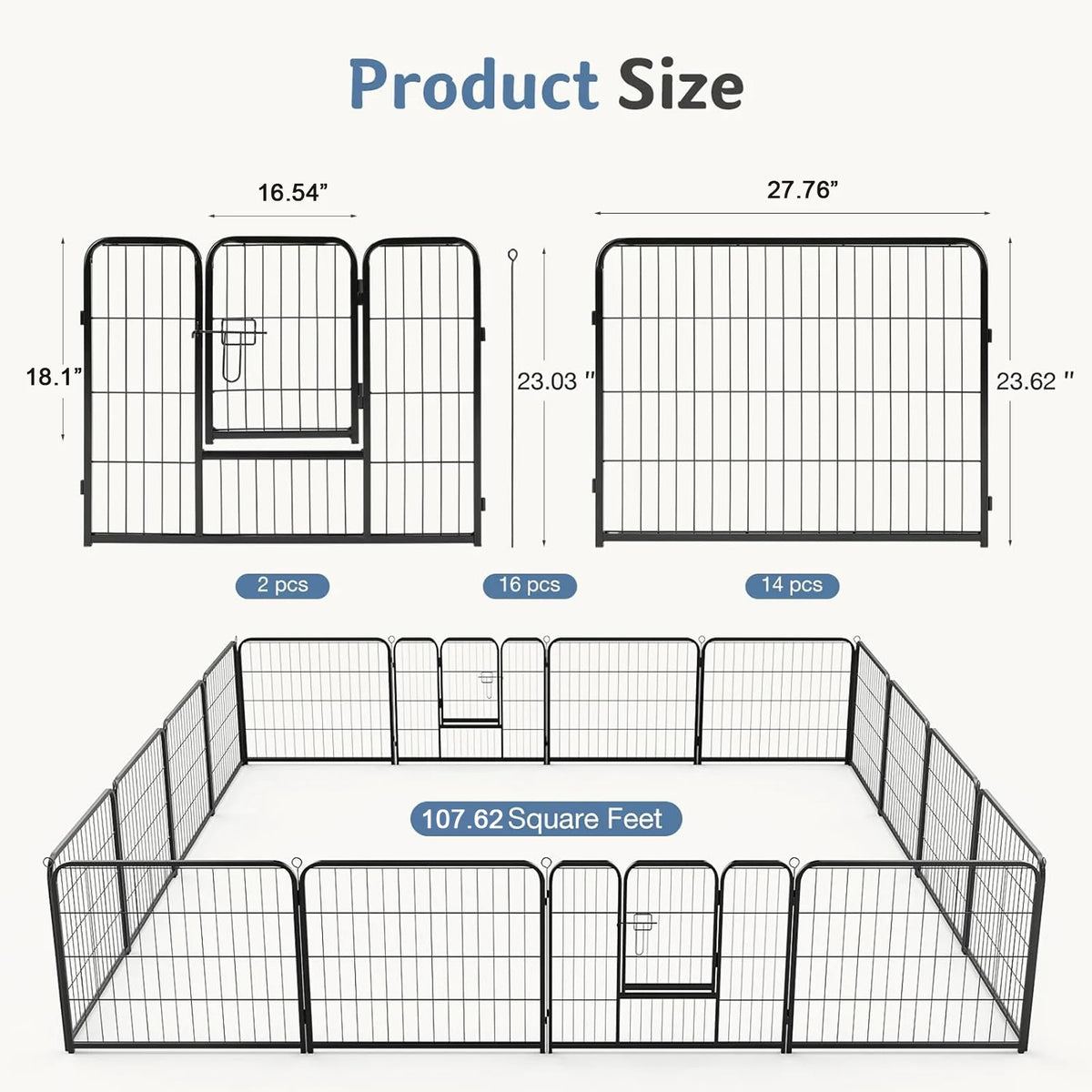 JHK Foldable Metal Dog Playpen for Indoor and Outdoor Exercise