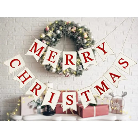 Merry Christmas Burlap Banner Felt Bunting Garland Decoration