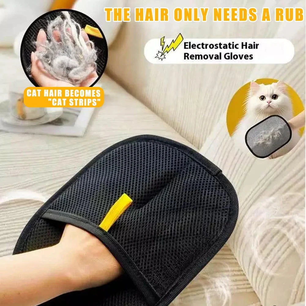Portable Washable Double Sided Pet Hair Remover Grooming Gloves