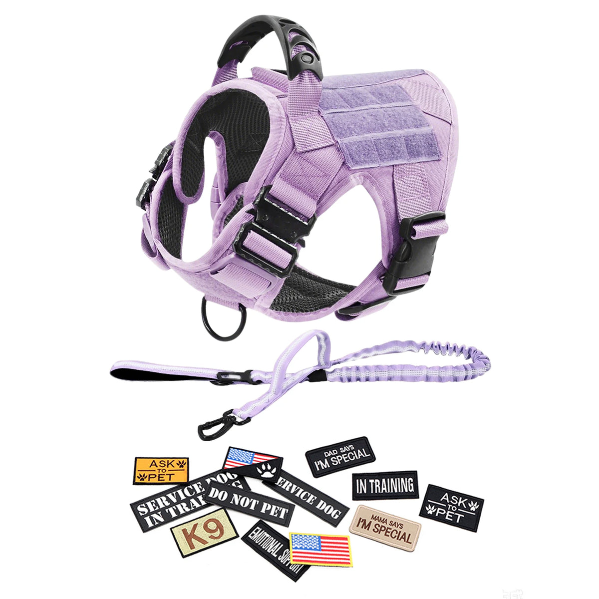 Adjustable Padded Tactical Dog Harness With Quick Release Buckle