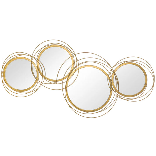 HOMCOM Modern Metal Wall Mirror Sculpture for Stylish Home Decor