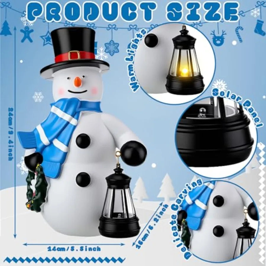Solar Winter Garden Statue With Lantern Lights Outdoor Figurine