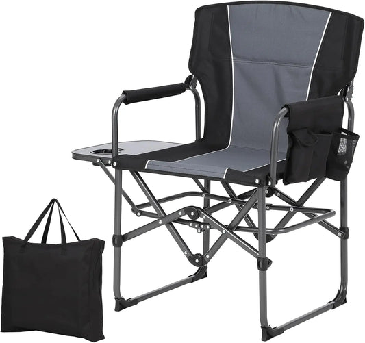 Heavy Duty Folding Directors Chair With Side Table for Camping