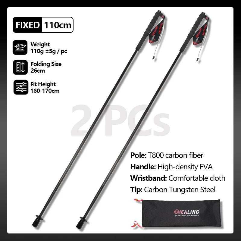 OKHEALING Carbon Fiber Folding Trekking Poles for Hiking and Camping