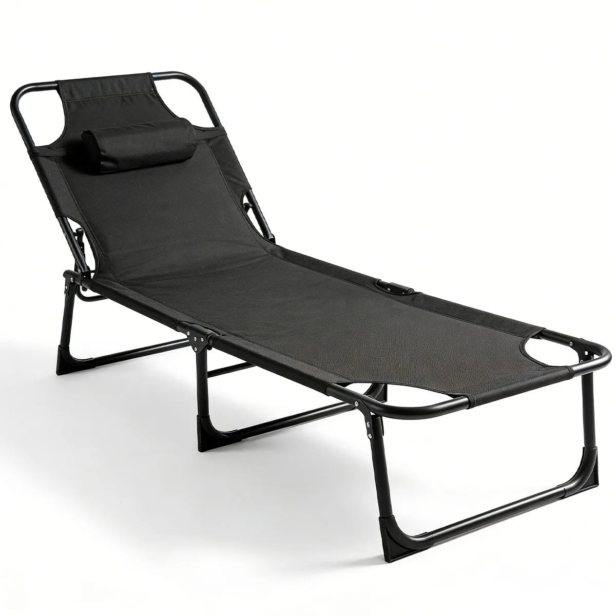Adjustable Folding Reclining Camping Lounge Chair With Soft Cushion