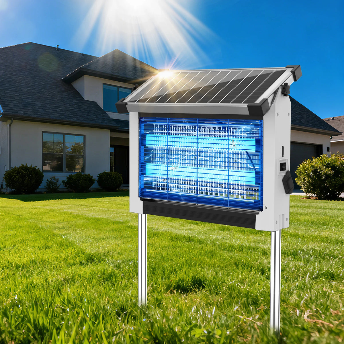 Solar Outdoor Bug Zapper With Sensor For Mosquito Control