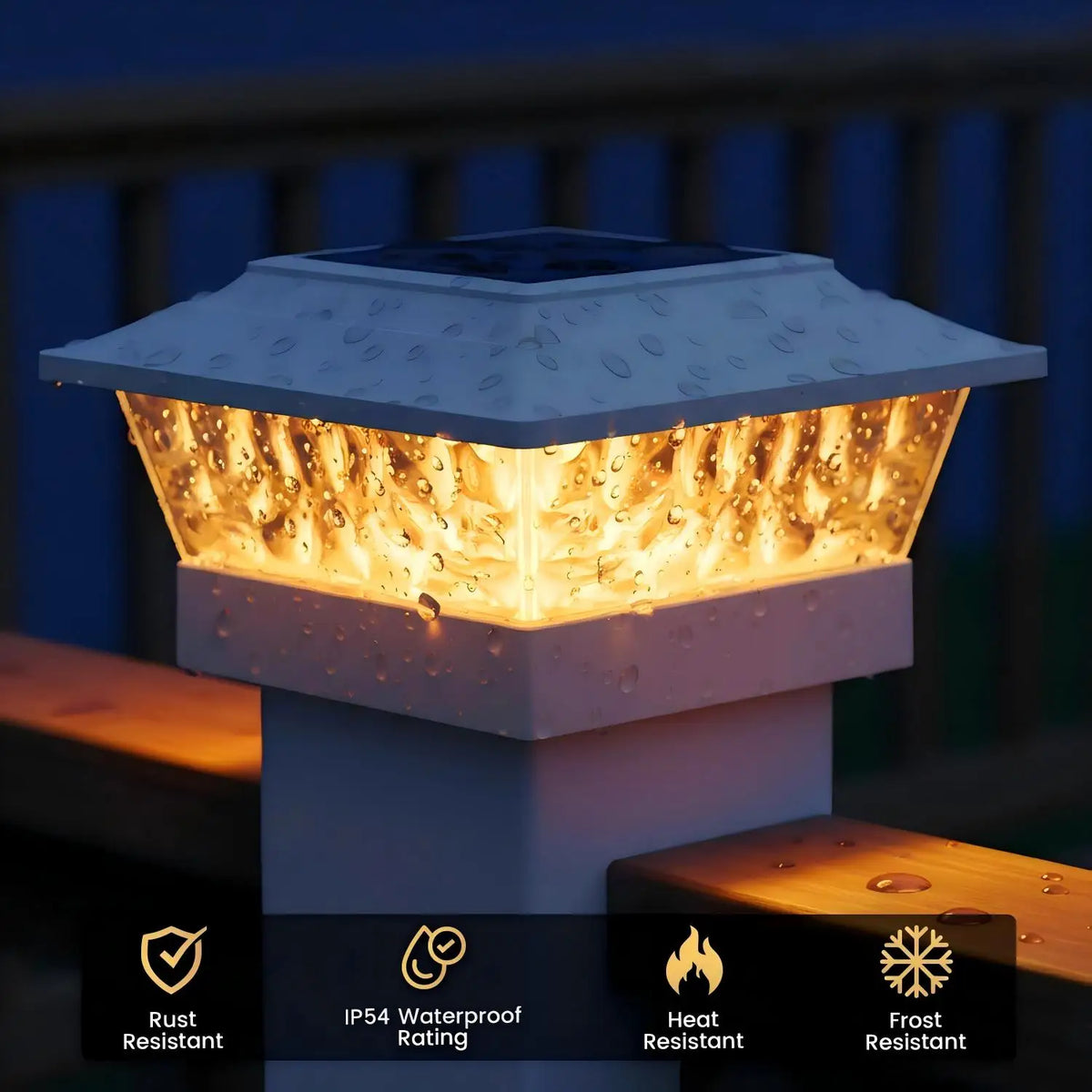 4/6/8 PacksSolar Post Cap Lights Outdoor LED, Warm White & Cool White Steady Dynamic Lighting Modes, IP65 Waterproof Solar Powered Fence Post Lights, Auto Dusk to Dawn, Fit 4x4 5x5 6x6 Wooden Vinyl Posts for Deck, Patio, Porc