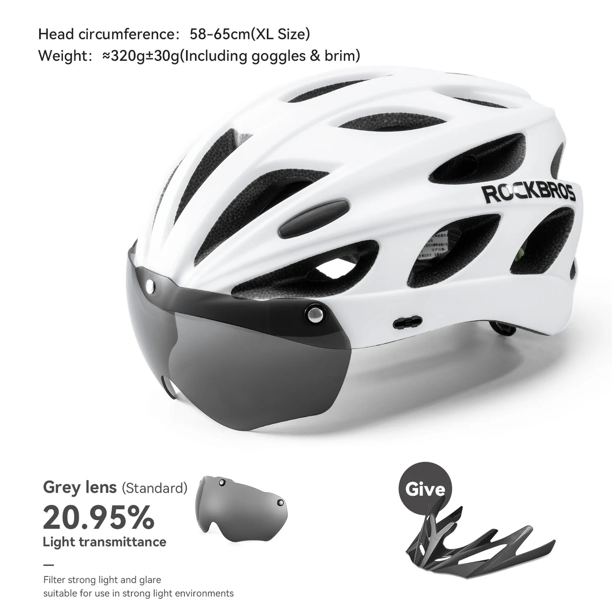 ROCKBROS Lightweight Cycling Helmet With Integrated Goggles For MTB