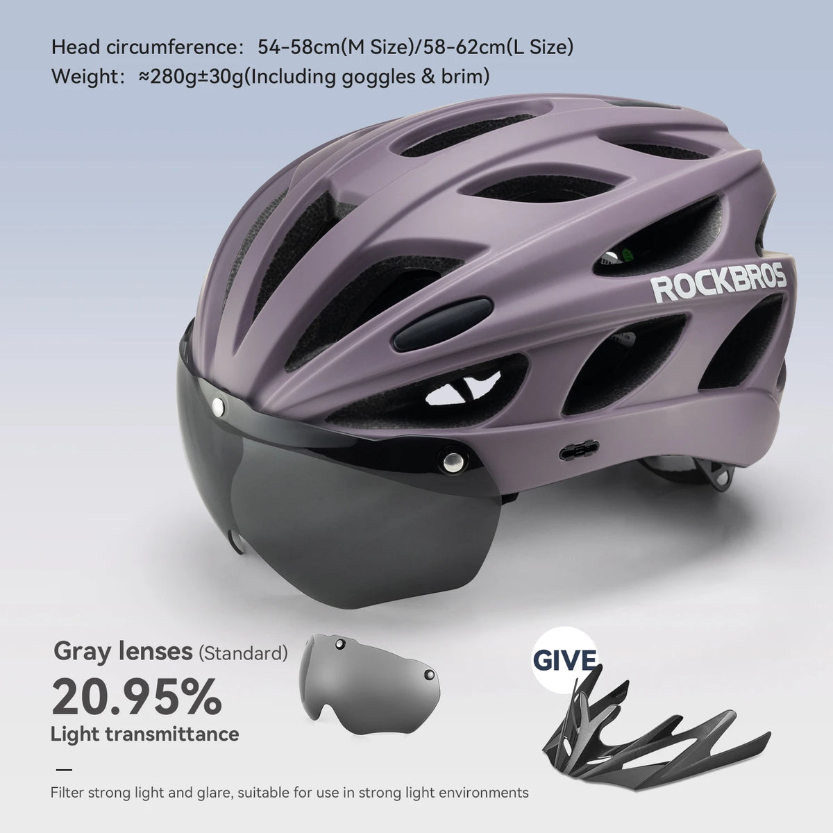 ROCKBROS Lightweight Cycling Helmet With Integrated Goggles For MTB