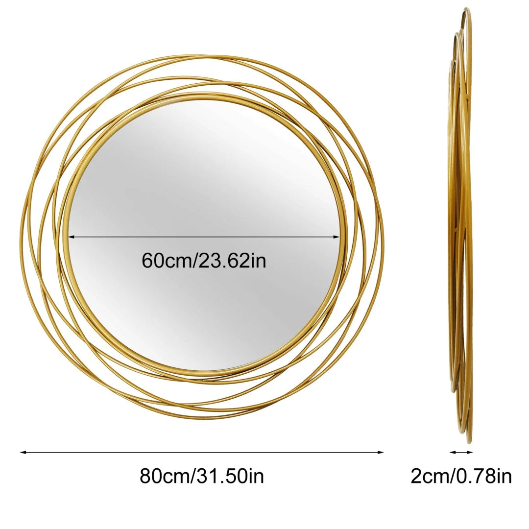 32 Inch Round Wall Mirror, Black Metal Iron Wire Frame Decorative Accent Mirror, Modern Wall Art Mirror for Living Room, Bedroom, Entryway and Home Decor