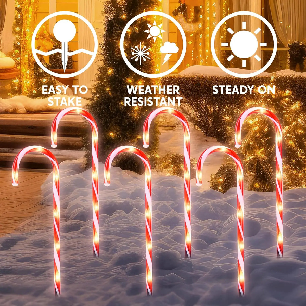 Joyfy Christmas Candy Cane Pathway Lights for Holiday Decorations