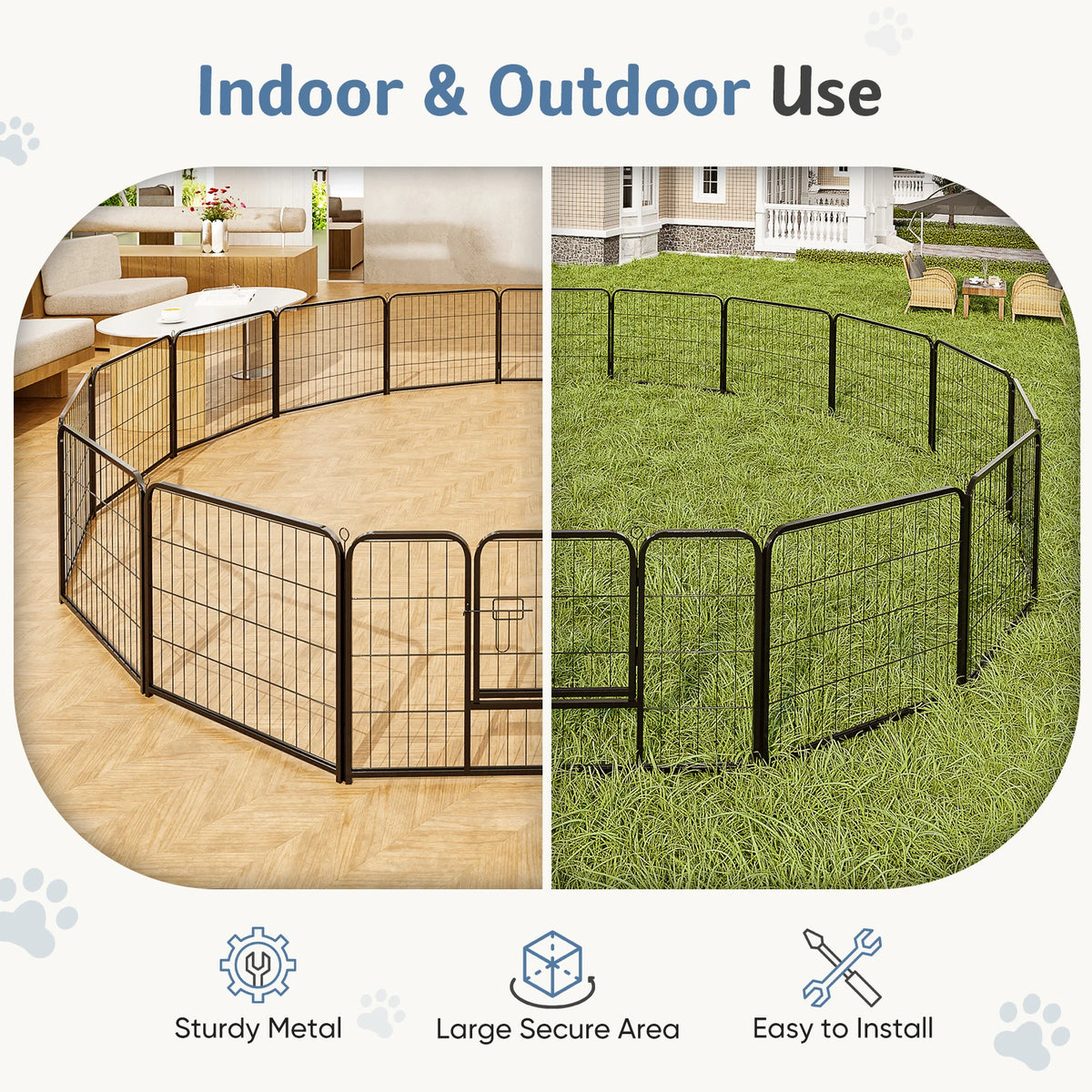JHK Foldable Metal Dog Playpen for Indoor and Outdoor Exercise