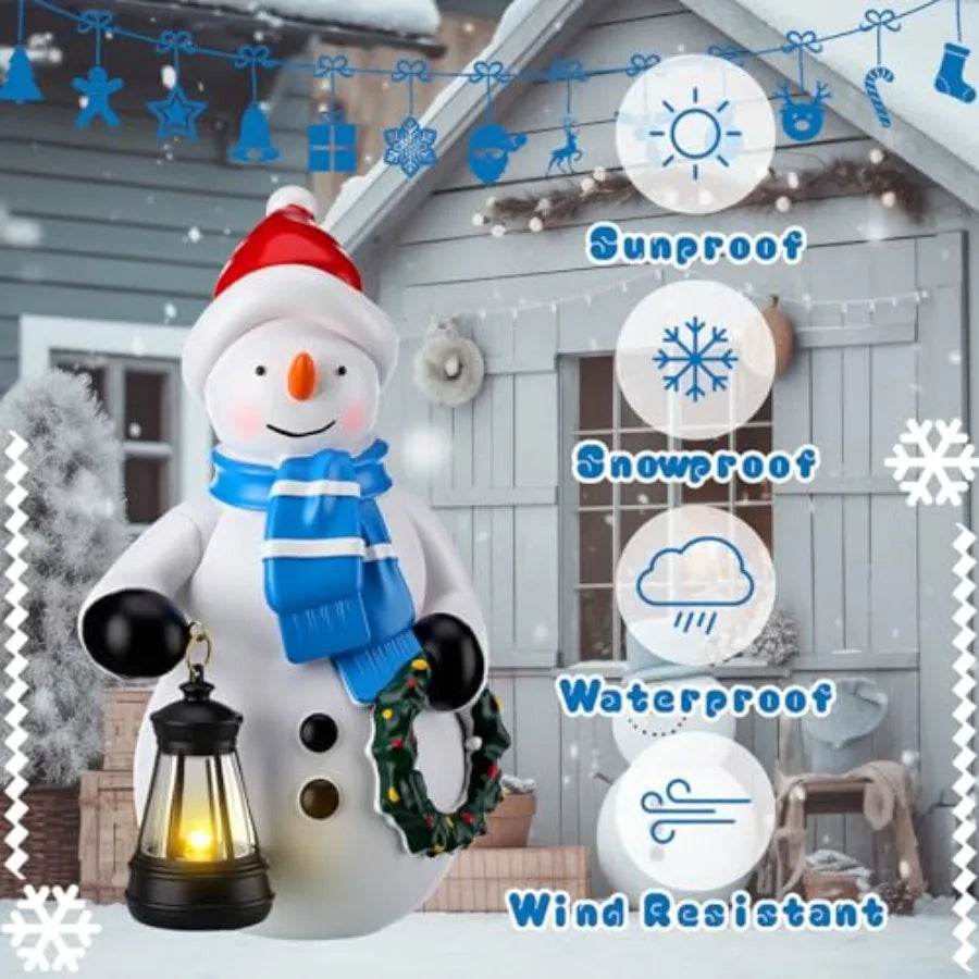 Solar Winter Garden Statue With Lantern Lights Outdoor Figurine