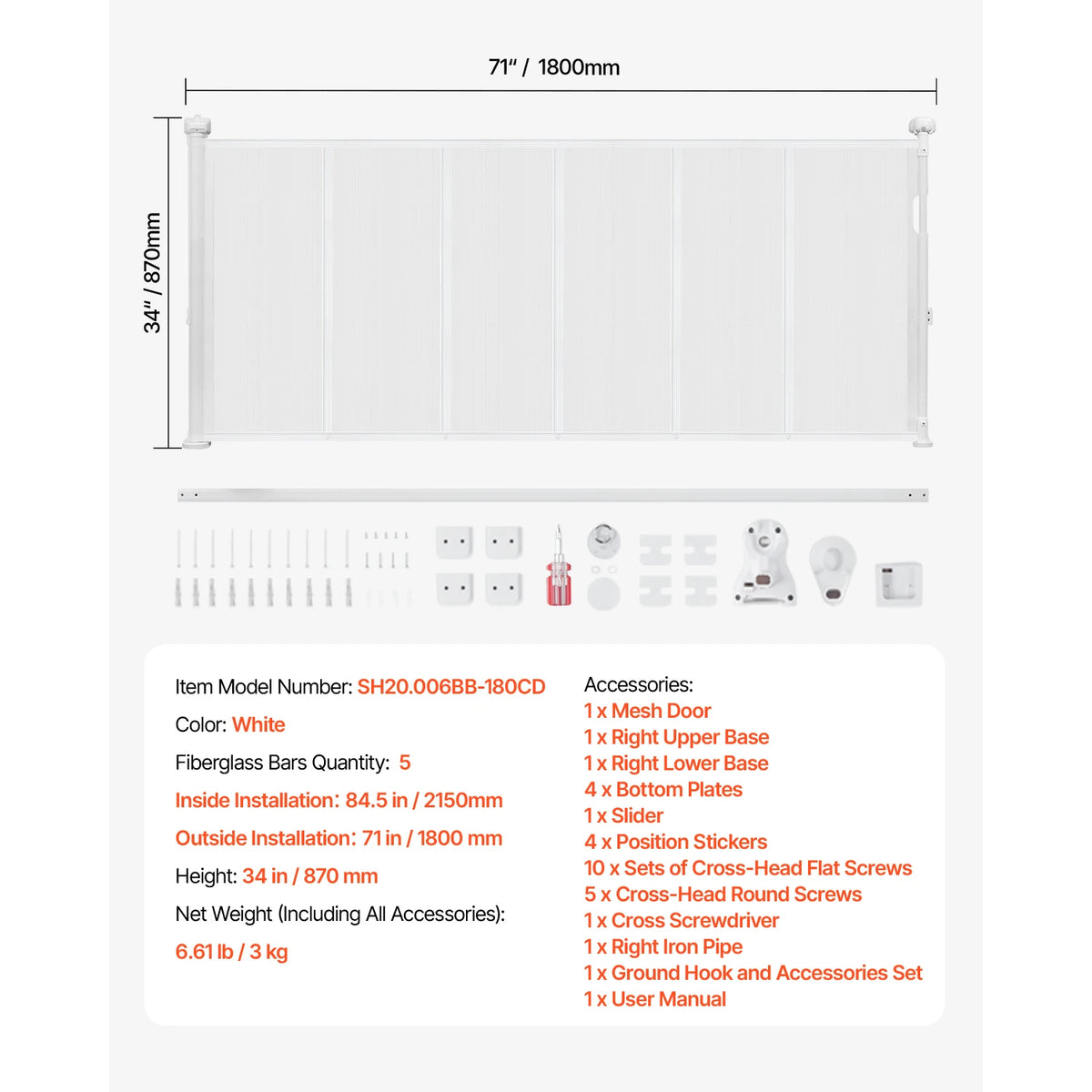 SucceBuy Retractable Safety Gate for Babies, Children and Pets