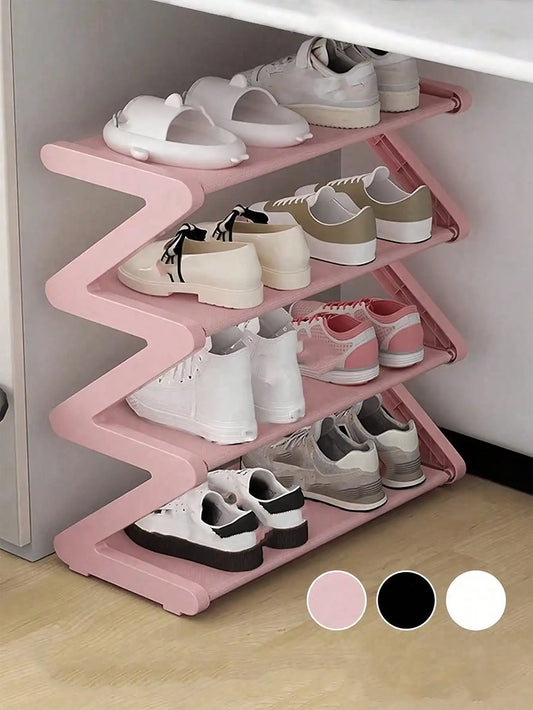 Z Shaped Plastic Shoe Rack Floor Standing Storage Organizer