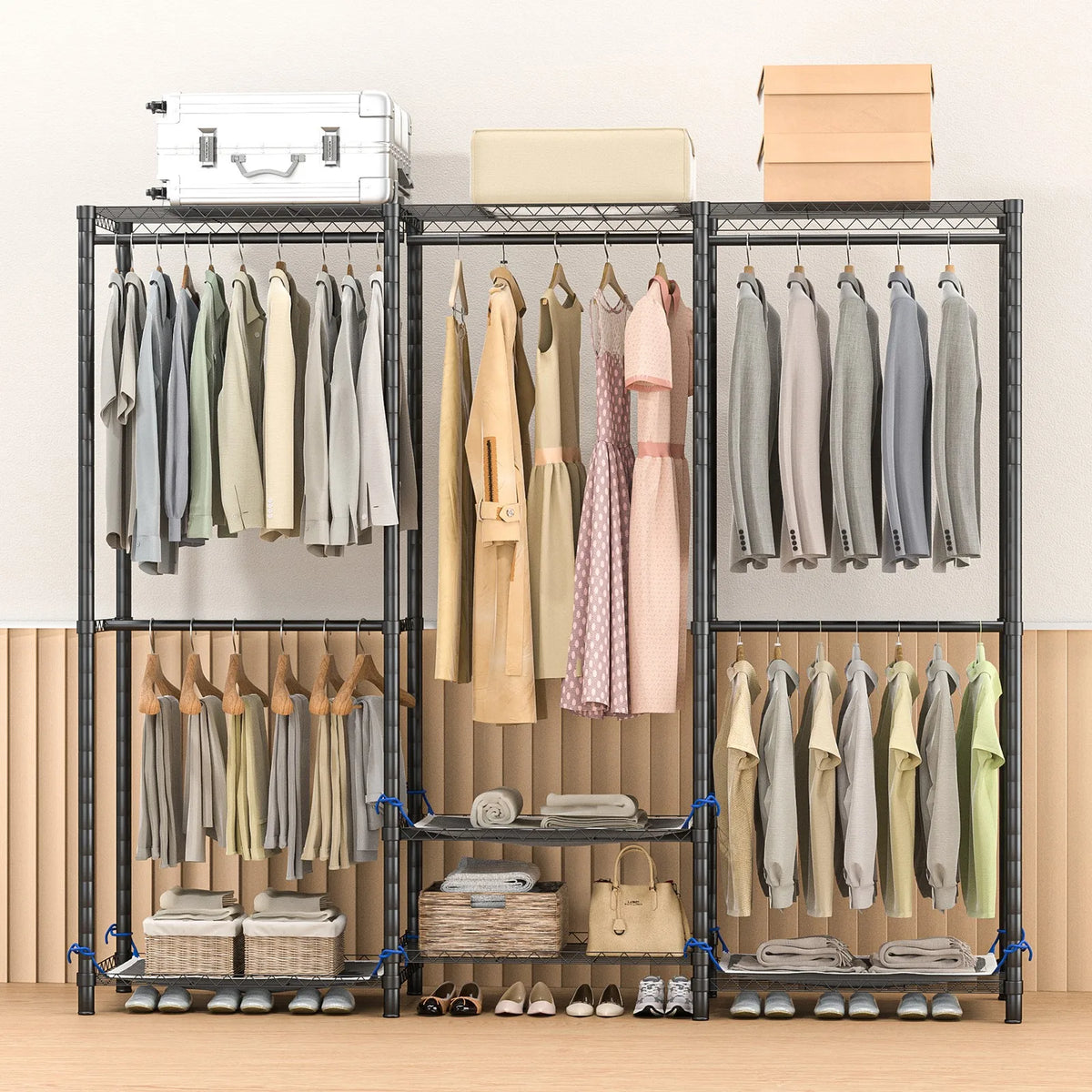 Clothes Rack Storage Organizer Wardrobe Hanging Clothes Freestanding Portable Heavy Duty 960 lb for Cloakroom Bedroom Entrances